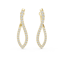 Moissanite twisted pave hoop earrings in yellow 925 sterling silver, view 4