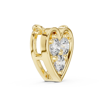 Heart Three Stone Moissanite Pendant in yellow 925 sterling silver, view 3