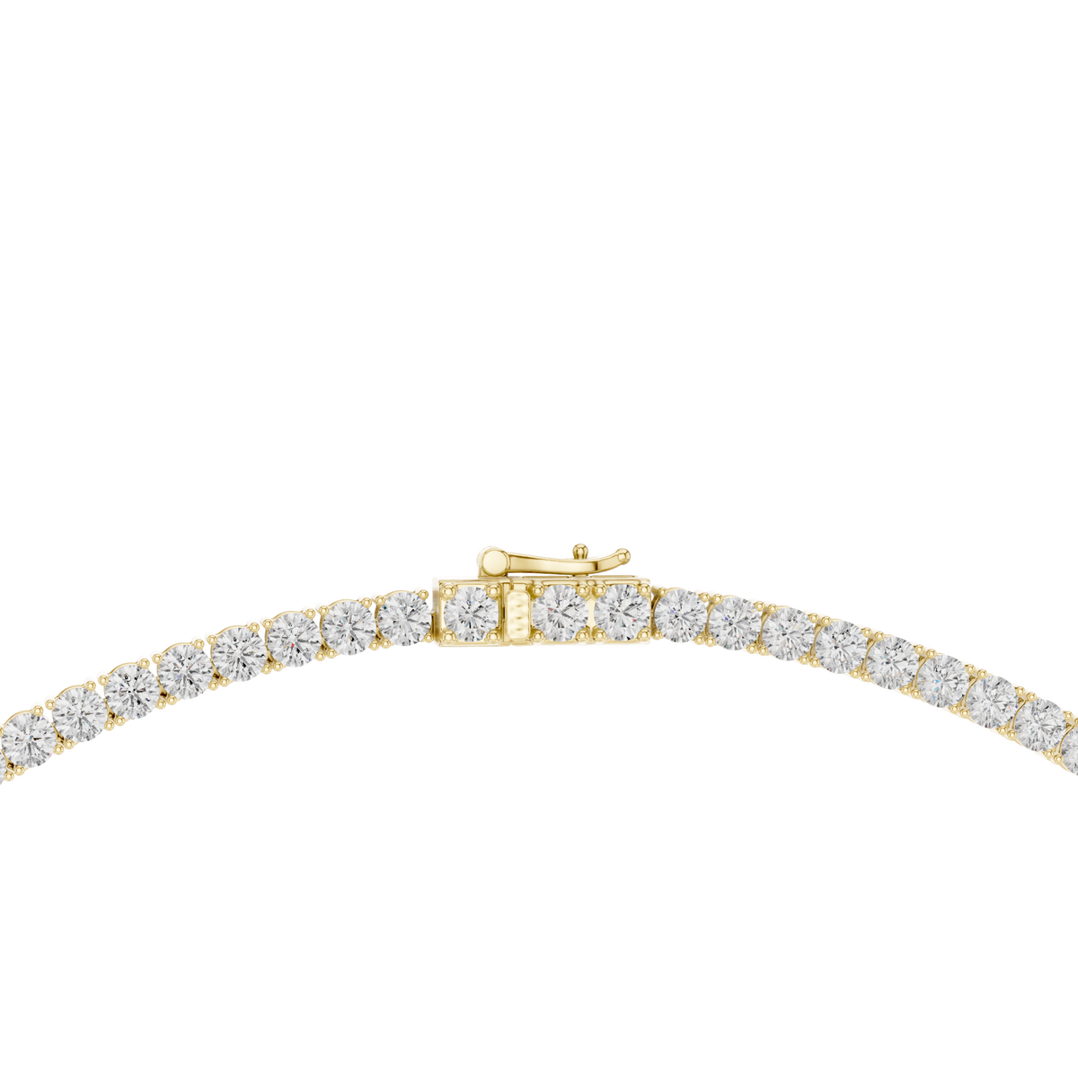4mm Round Tennis Necklace in yellow 925 sterling silver, view 4