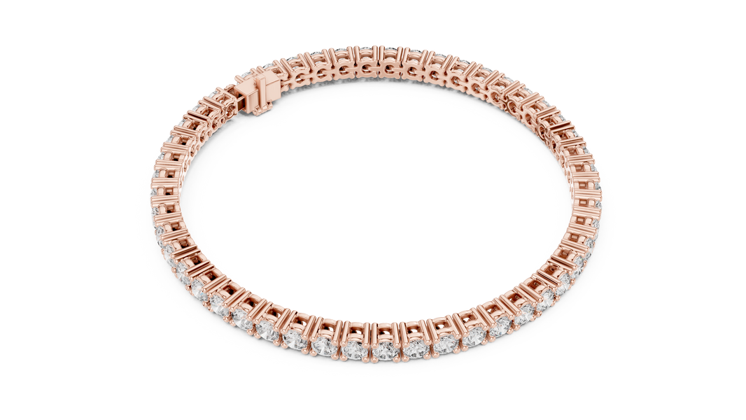 Round Moissanite Classic Tennis Bracelet in rose 925 sterling silver, view 3