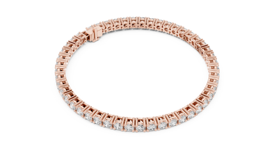 Round Moissanite Classic Tennis Bracelet in rose 925 sterling silver, view 3