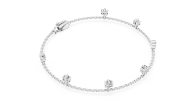 Dangling Round Moissanite Charm Chain Bracelet in white 925 sterling silver, view 3