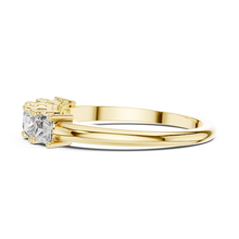 Five Stone Princess Cut Moissanite Band in yellow 925 sterling silver, view 3
