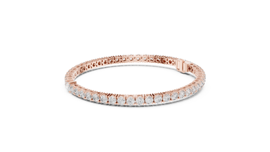Pear Centre Round Moissanite Tennis Bracelet in rose 925 sterling silver, view 2