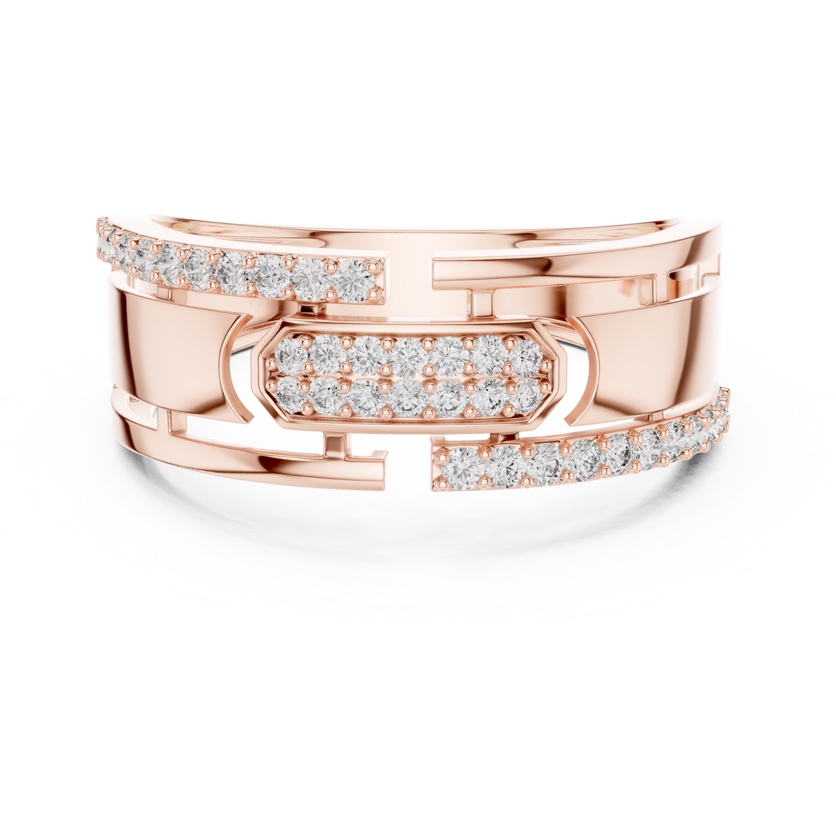 Openwork Multi-Row Pavé Moissanite Band in rose 925 sterling silver, view 4