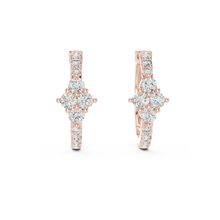 Moissanite cluster huggie hoop earrings in rose 925 sterling silver, view 4
