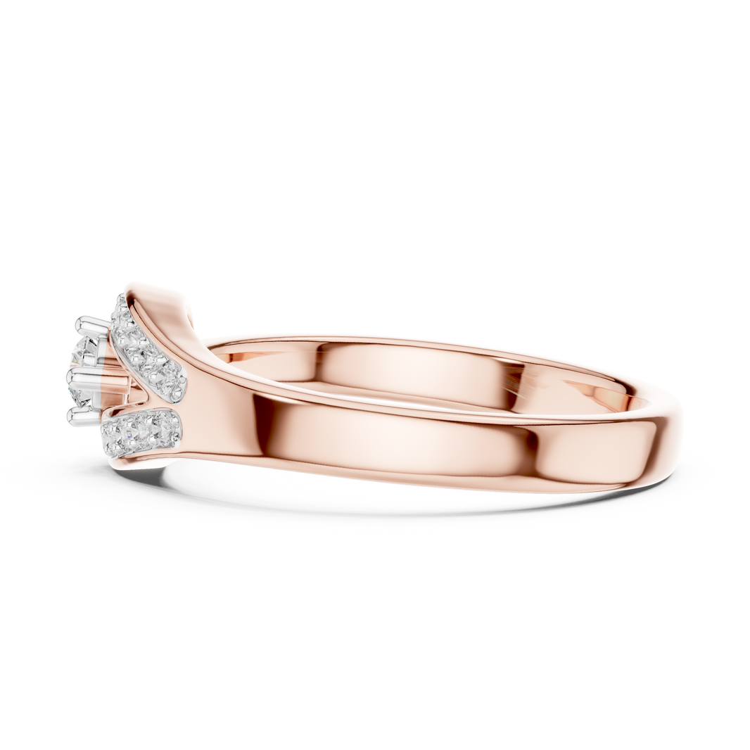 Pavé Teardrop Loop Moissanite Ring in rose 925 sterling silver, view 3
