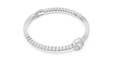 Oval Halo Centre Moissanite Tennis Bracelet in white 925 sterling silver, view 3