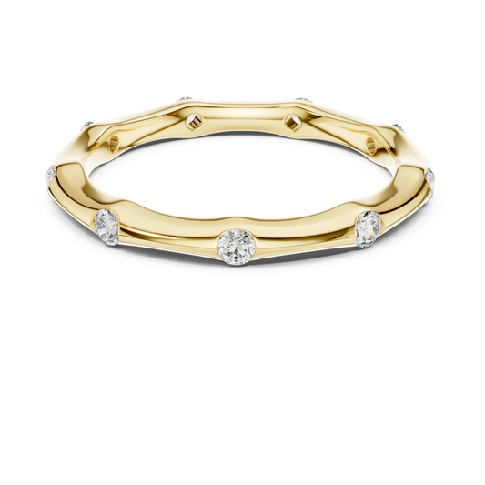 Bezel Station Moissanite Band in yellow 925 sterling silver, view 4