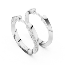 Moissanite twisted pave hoop earrings in white 925 sterling silver, bold, view 2