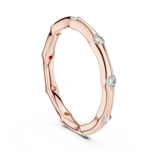 Bezel Station Moissanite Band in rose 925 sterling silver, view 1