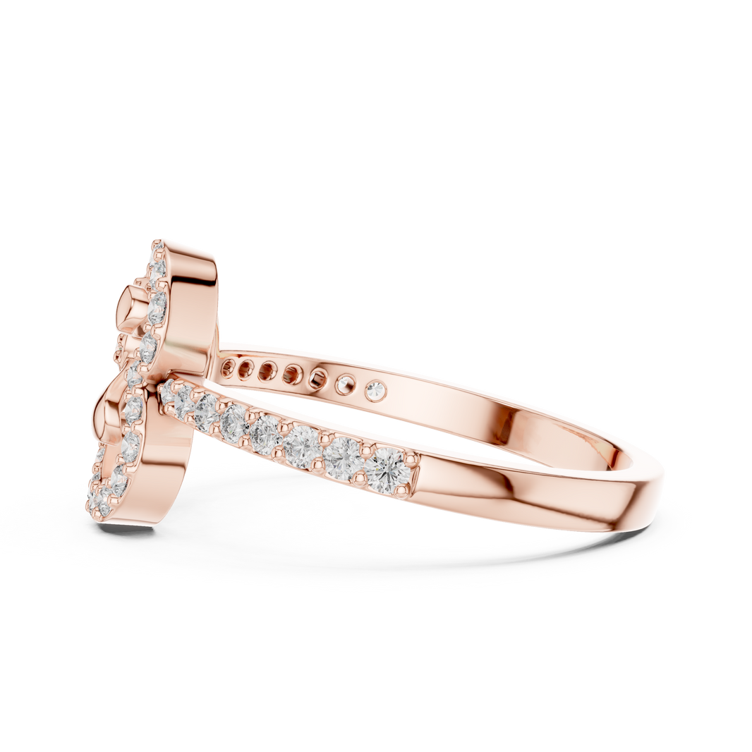 Pavé Clover Outline Moissanite Ring in rose 925 sterling silver, view 3