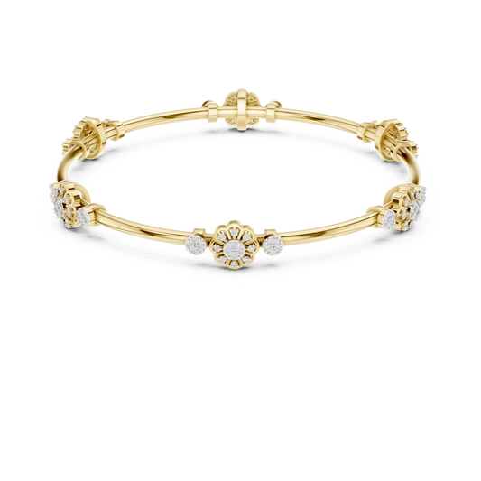 Flower Cluster Moissanite Bangle in yellow 925 sterling silver, view 4