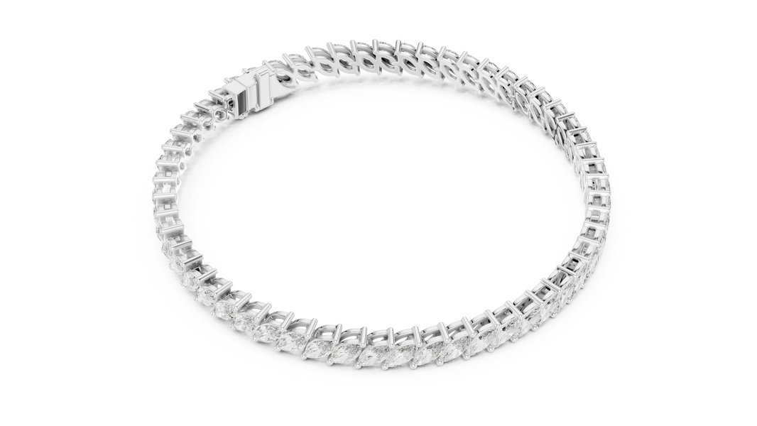 Marquise Moissanite Tennis Bracelet in white 925 sterling silver, view 3