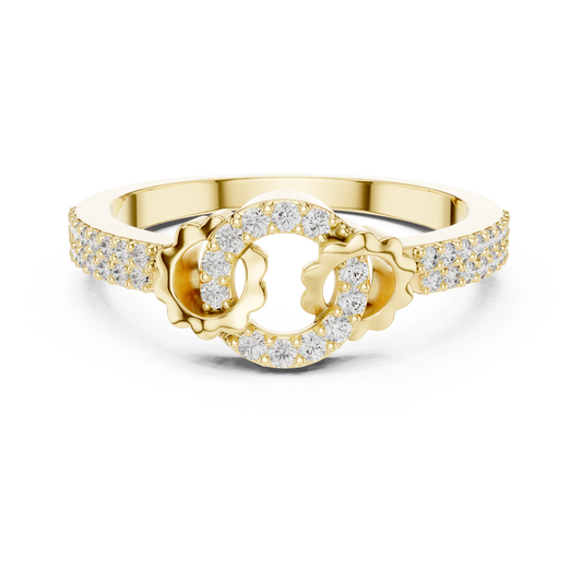 Open Circle Double-Row Pavé Moissanite Ring in yellow 925 sterling silver, view 4