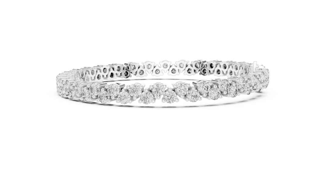 Round Moissanite Loop Link Tennis Bracelet in white 925 sterling silver, view 4