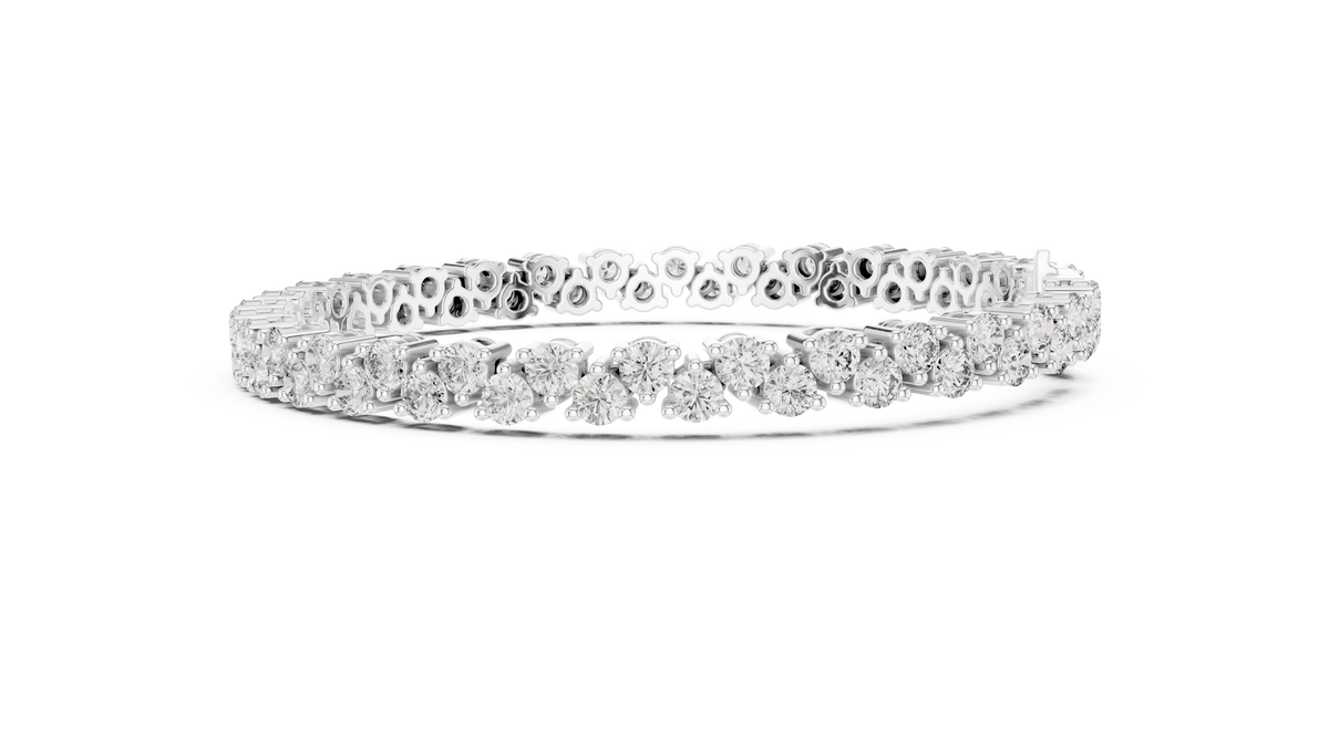 Round Moissanite Loop Link Tennis Bracelet in white 925 sterling silver, view 4