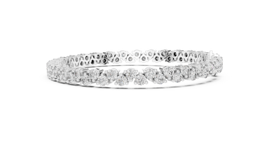 Round Moissanite Loop Link Tennis Bracelet in white 925 sterling silver, view 4