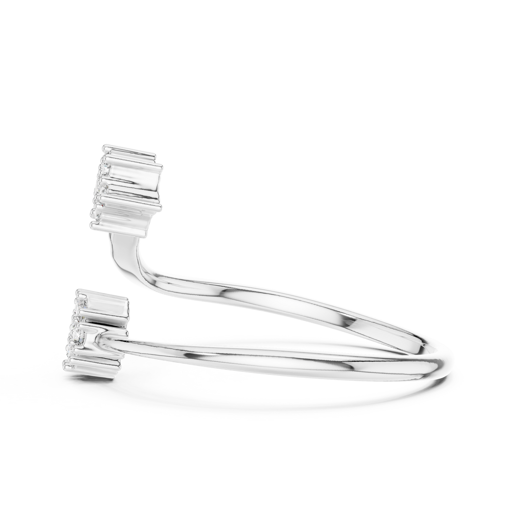 Toi et Moi Cluster Moissanite Open Ring in white 925 sterling silver, view 3