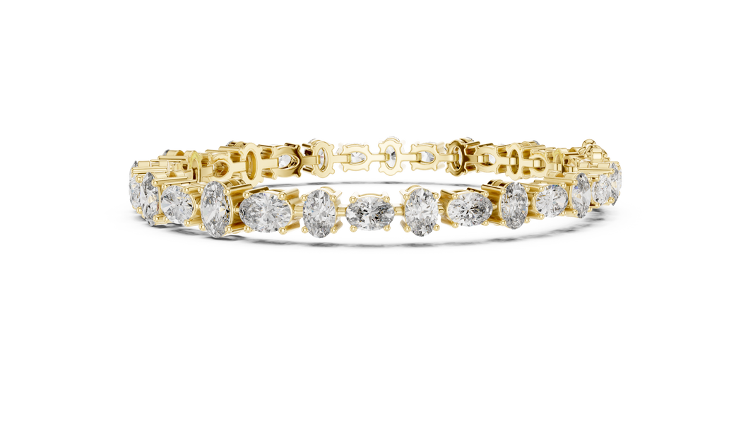 Oval Moissanite Tennis Bracelet in yellow 925 sterling silver, view 4