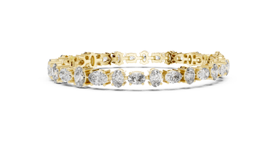 Oval Moissanite Tennis Bracelet in yellow 925 sterling silver, view 4