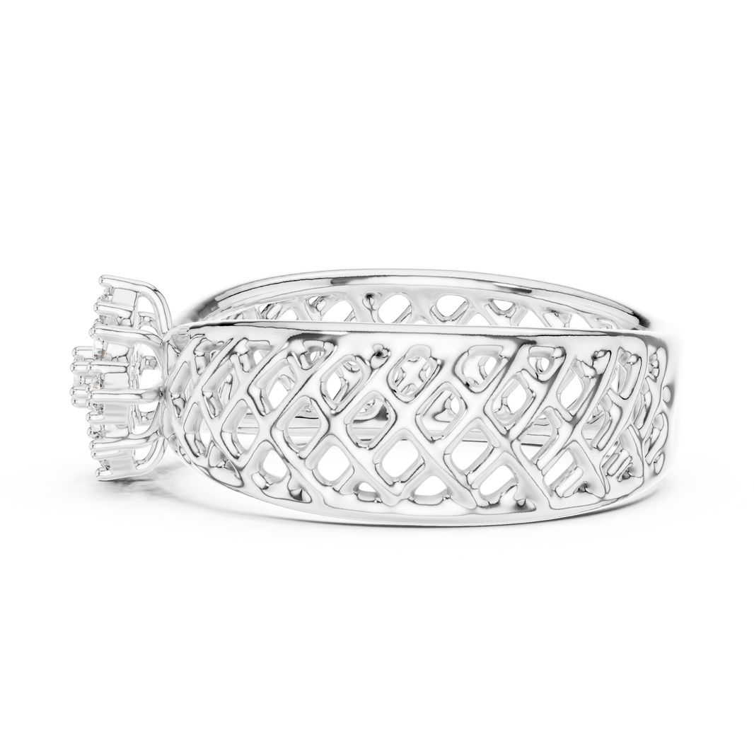 Lattice Star Cluster Moissanite Band in white 925 sterling silver, view 3
