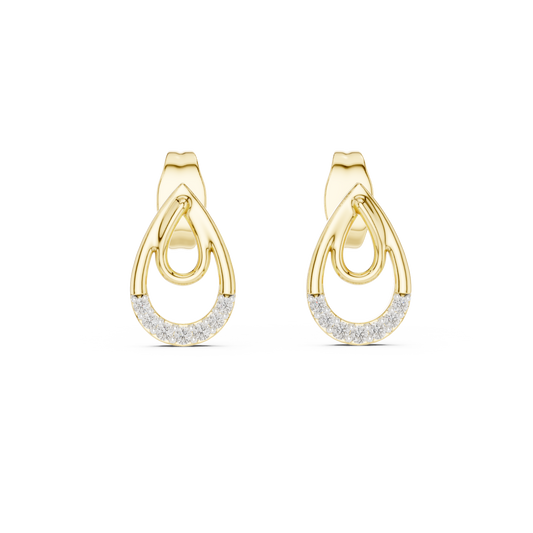 Moissanite Double Teardrop Stud Earrings in yellow 925 sterling silver, view 4
