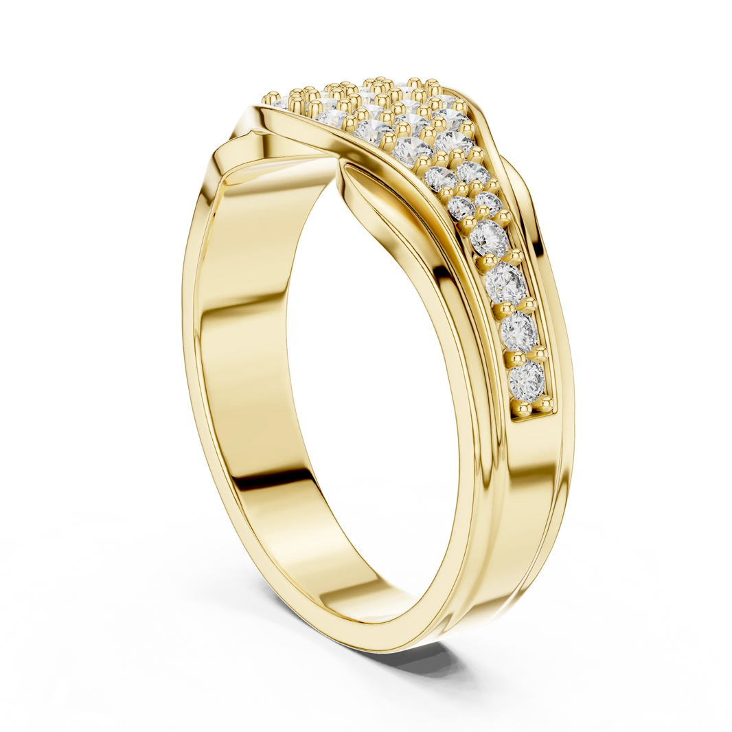 Pavé Crossover Moissanite Band in yellow 925 sterling silver, view 1