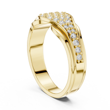 Pavé Crossover Moissanite Band in yellow 925 sterling silver, view 1