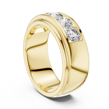 Five Stone Channel Set Moissanite Wide Band in yellow 925 sterling silver, view 1