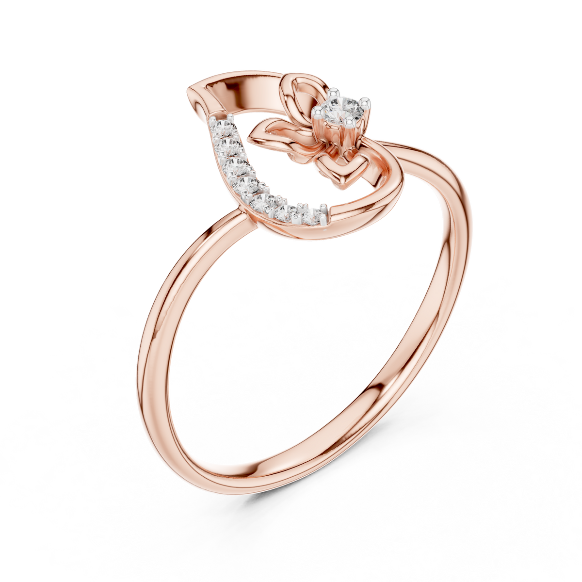 Paisley Swirl Moissanite Ring in rose 925 sterling silver, view 2