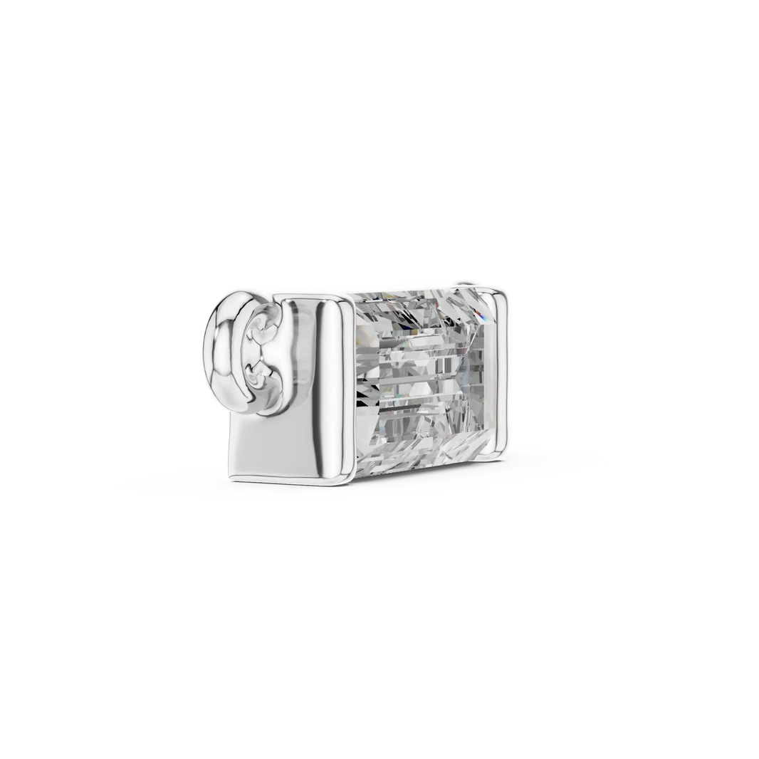 East-West Baguette Moissanite Bar Pendant in white 925 sterling silver, view 3