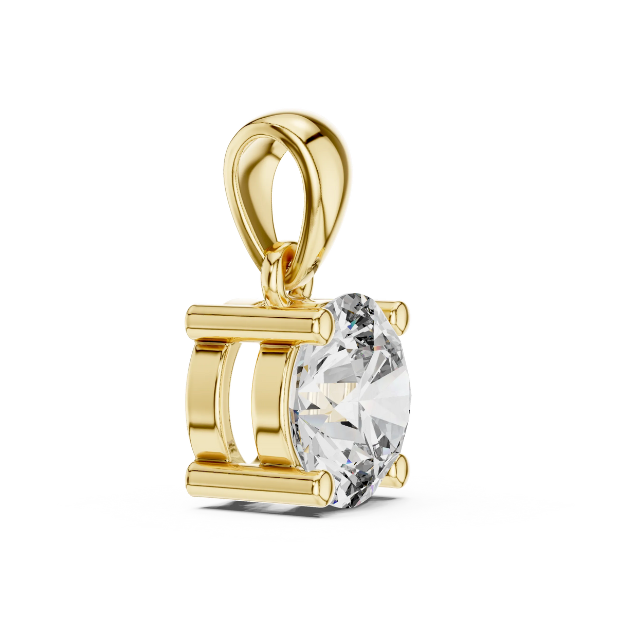 Round Solitaire Moissanite Pendant in yellow 925 sterling silver, view 3