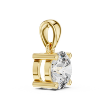 Round Solitaire Moissanite Pendant in yellow 925 sterling silver, view 3