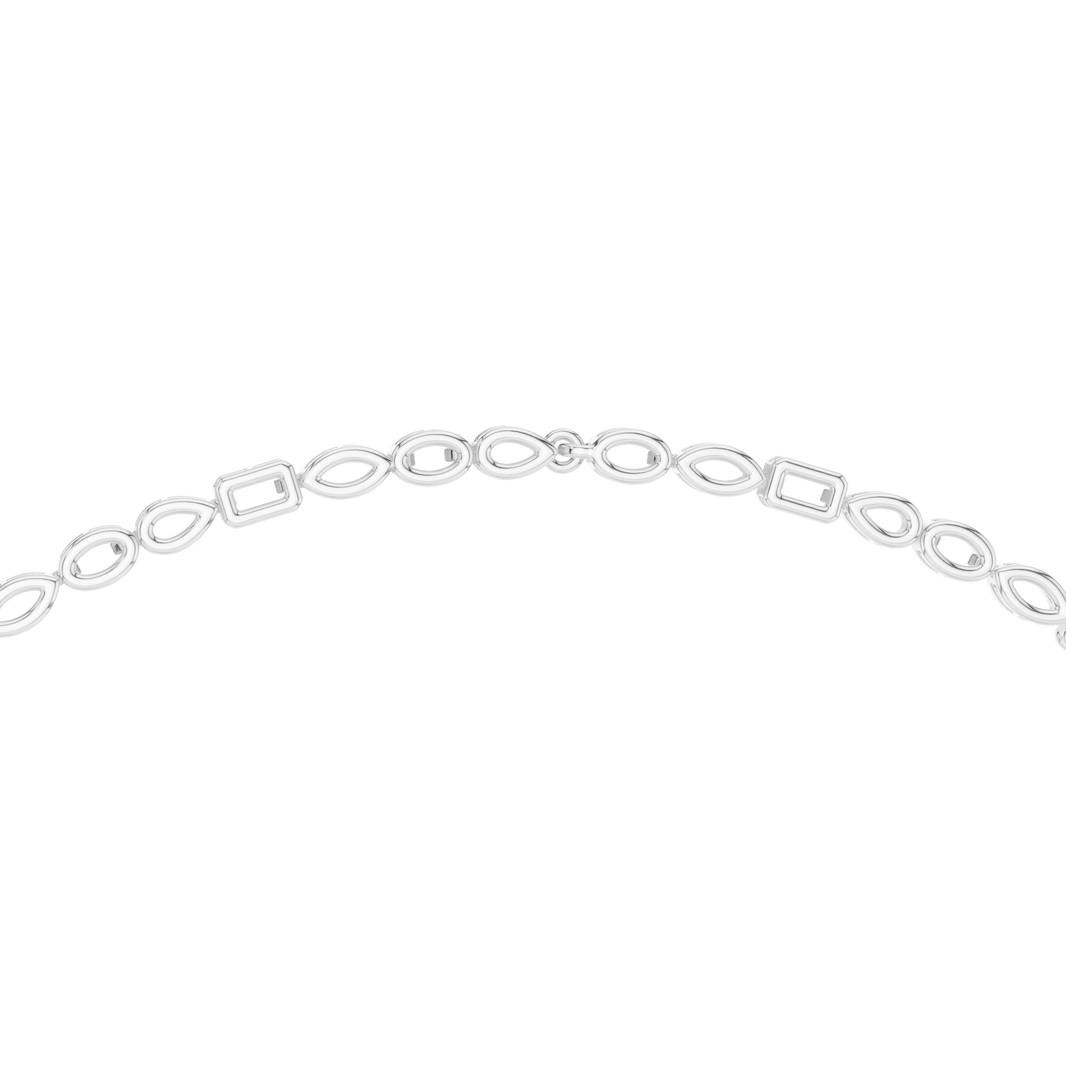 Mixed Shape Lariat Necklace in white 925 sterling silver, view 4