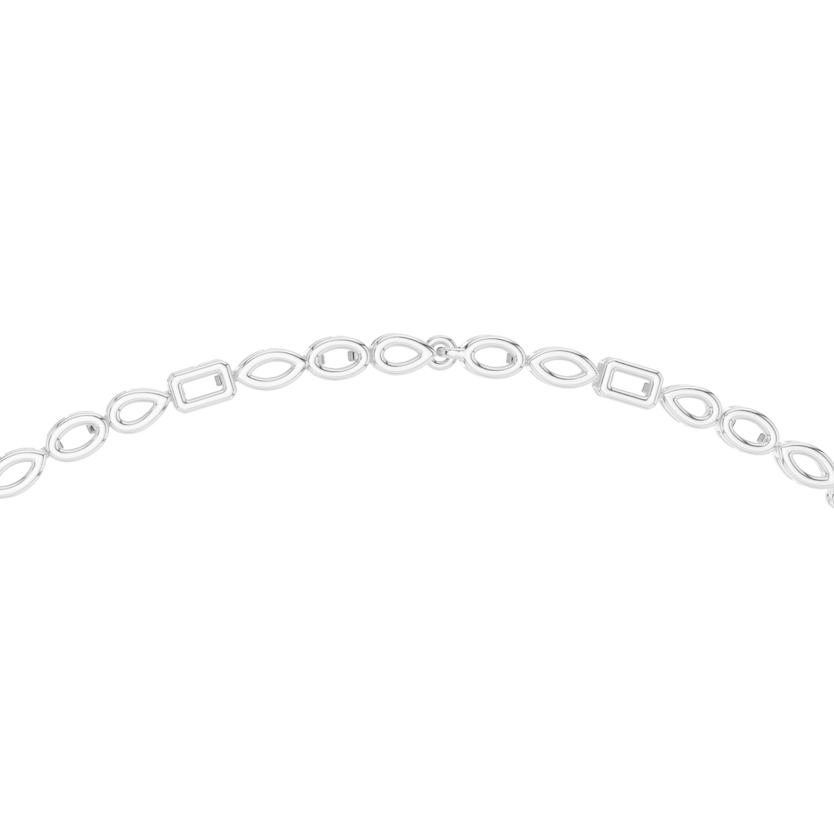 Mixed Shape Lariat Necklace in white 925 sterling silver, view 4