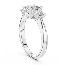 Princess Cut Three Stone Moissanite Ring in white 925 sterling silver, view 1