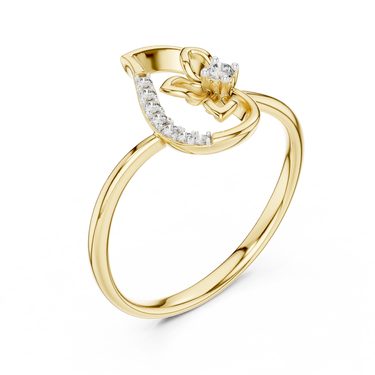 Paisley Swirl Moissanite Ring in yellow 925 sterling silver, view 2