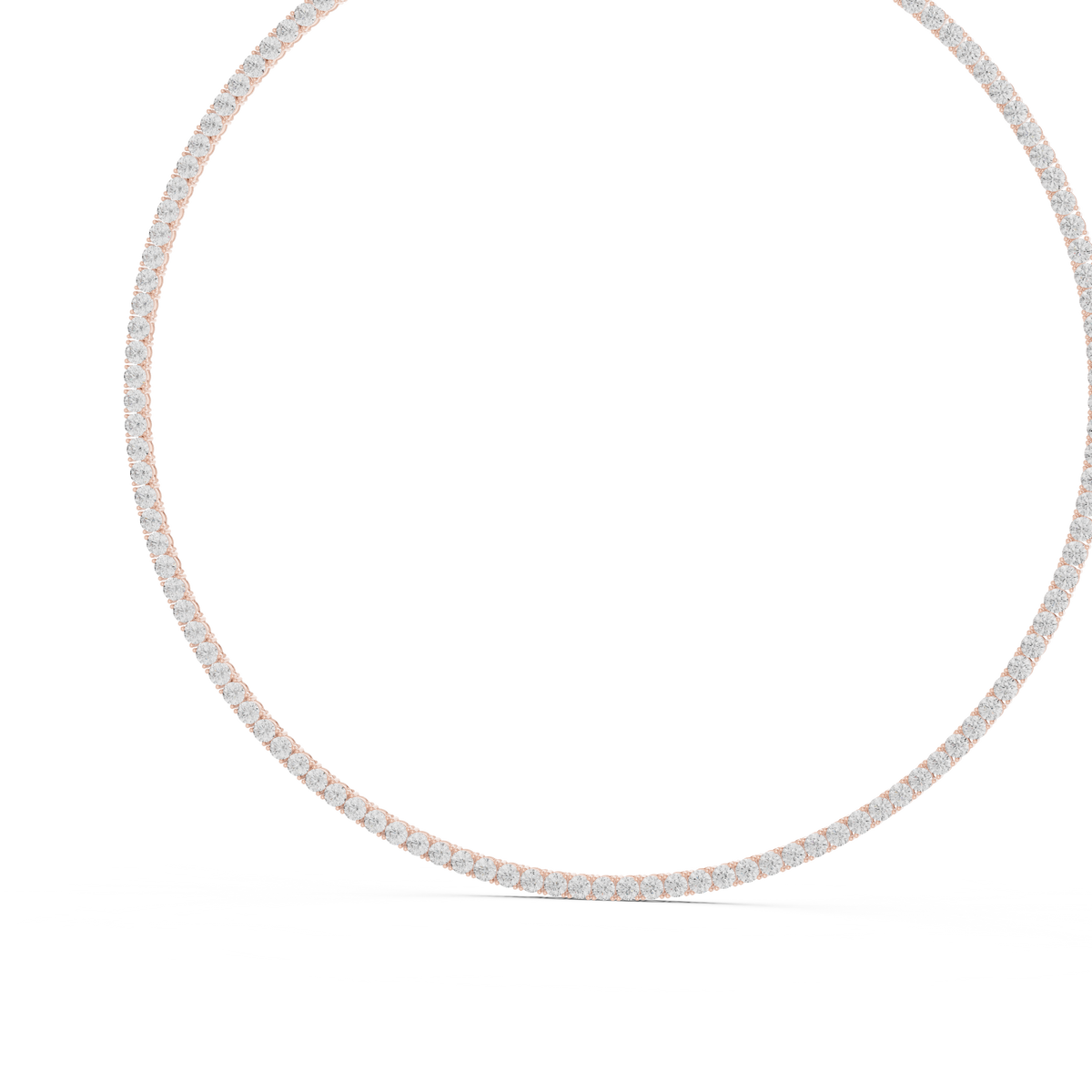 4mm Round Tennis Necklace in rose 925 sterling silver, view 2
