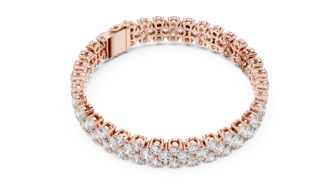 Round Cluster Moissanite Statement Bracelet in rose 925 sterling silver, view 3