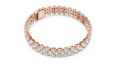 Round Cluster Moissanite Statement Bracelet in rose 925 sterling silver, view 3