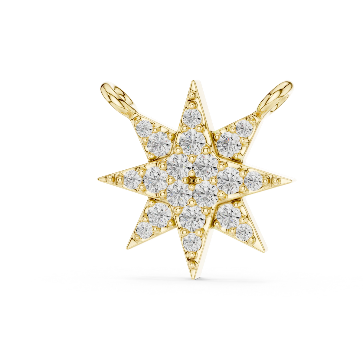 Starburst Pavé Moissanite Pendant in yellow 925 sterling silver, view 2