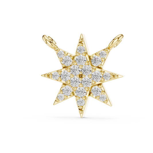 Starburst Pavé Moissanite Pendant in yellow 925 sterling silver, view 2