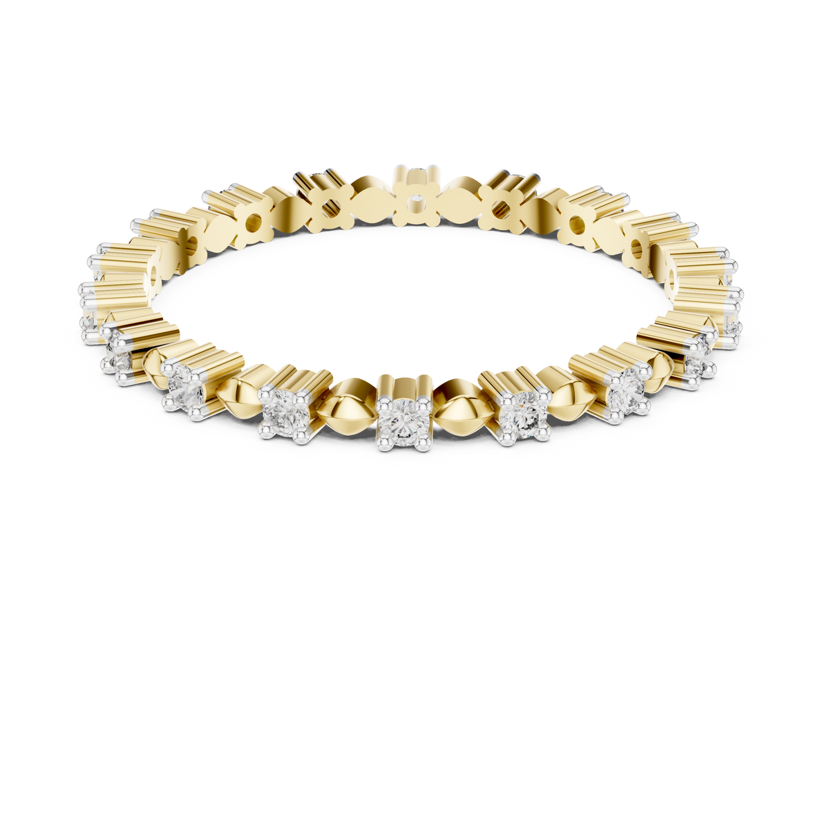 Station Moissanite Eternity Band in yellow 925 sterling silver, view 4