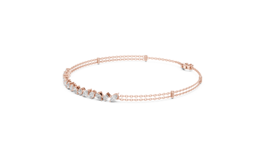 Mixed Shape Moissanite Station Chain Bracelet in rose 925 sterling silver, view 2