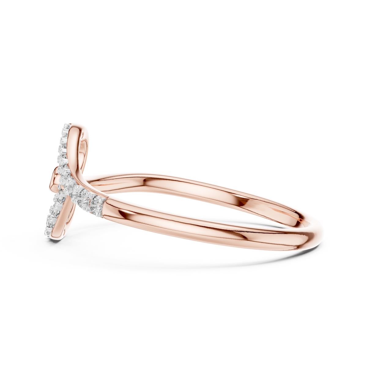 Open Heart Swirl Moissanite Ring in rose 925 sterling silver, view 3