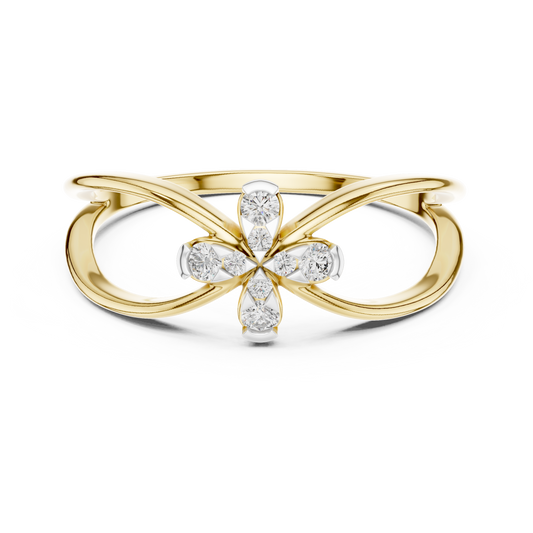 Infinity Flower Moissanite Ring in yellow 925 sterling silver, view 4