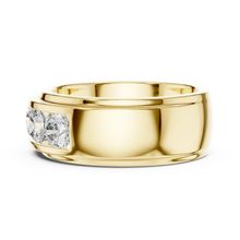 Five Stone Channel Set Moissanite Wide Band in yellow 925 sterling silver, view 3
