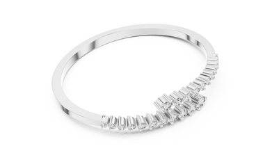 Graduated Round Moissanite Bypass Bangle in white 925 sterling silver, view 3
