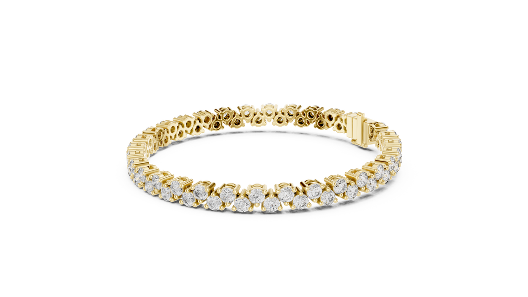 Round Moissanite Loop Link Tennis Bracelet in yellow 925 sterling silver, view 2